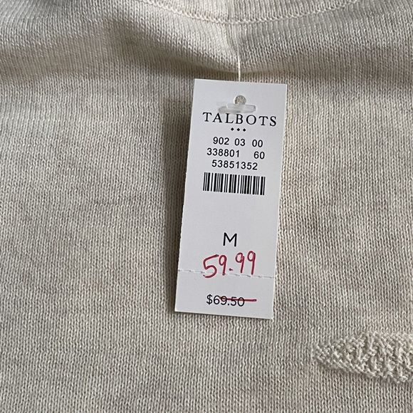 Talbots Sweater Lightweight 3/4 Sleeve Sea Shells Women’s Medium NWT - Picture 9 of 14